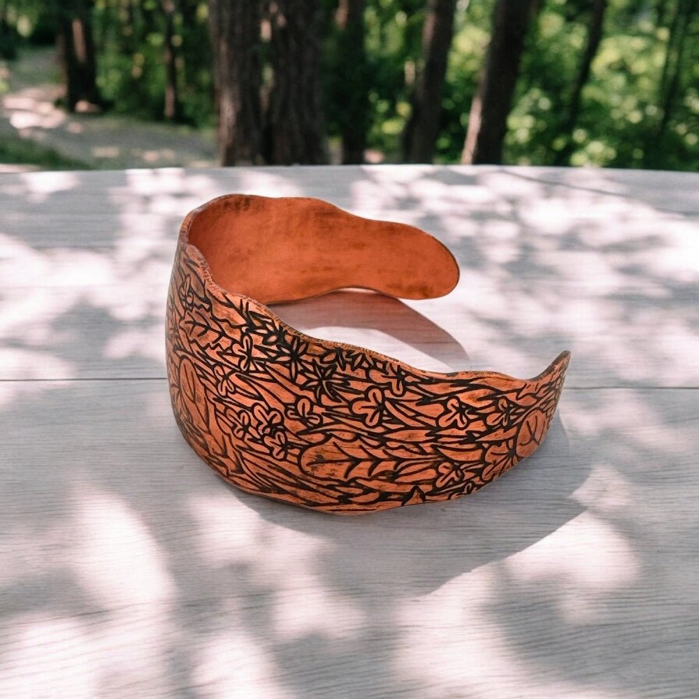 Leaf Copper Cuff Bracelet - 