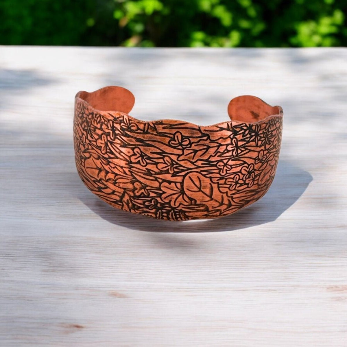 Leaf Copper Cuff Bracelet - 