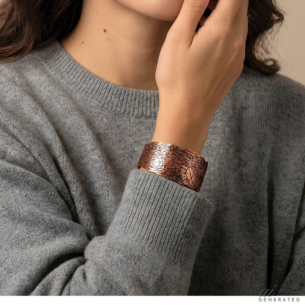 Leaf Copper Cuff Bracelet -