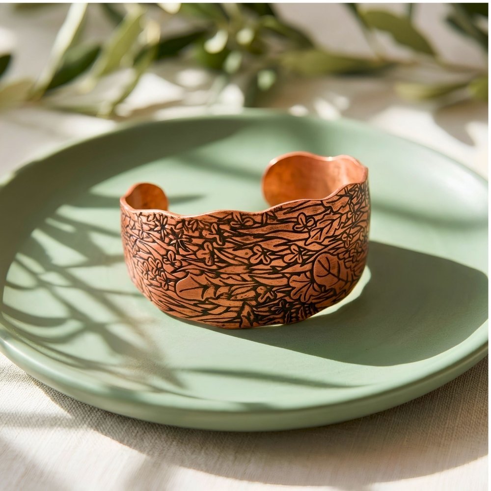 Leaf Copper Cuff Bracelet -