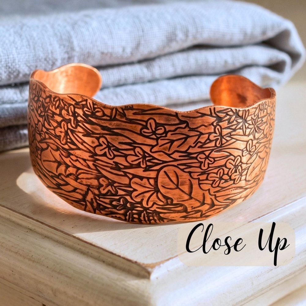Leaf Copper Cuff Bracelet -