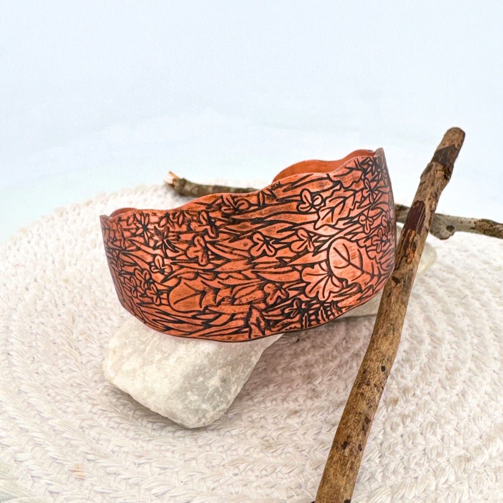 Leaf Copper Cuff Bracelet - 