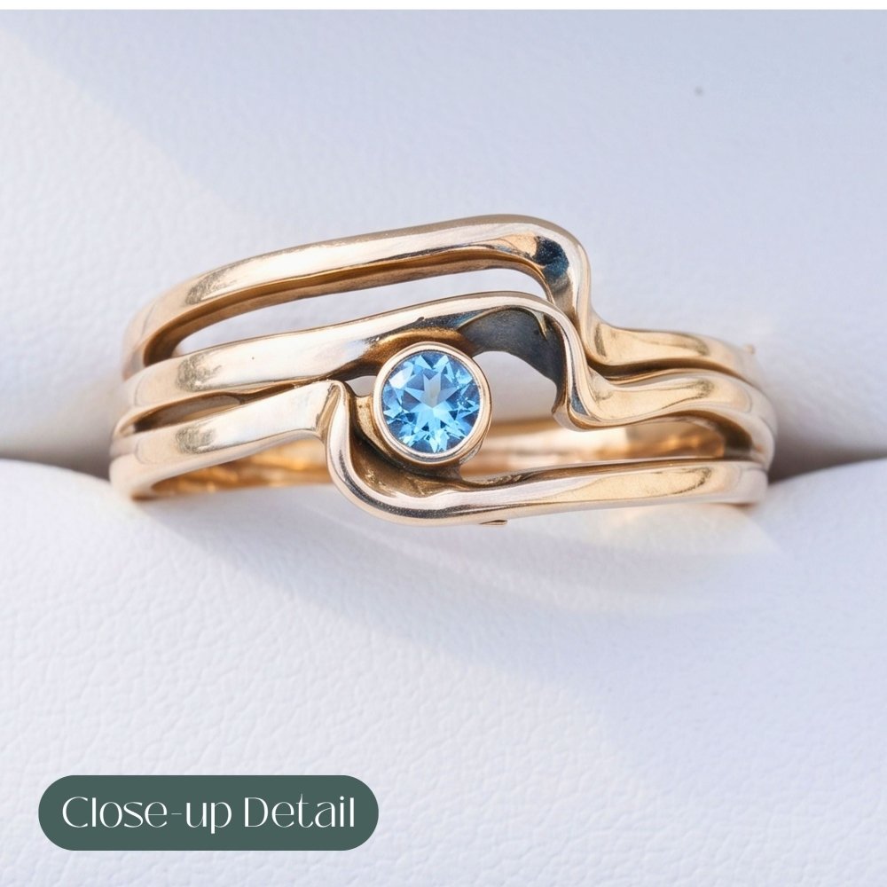 Minimalist Wave Silver Stacking Rings -