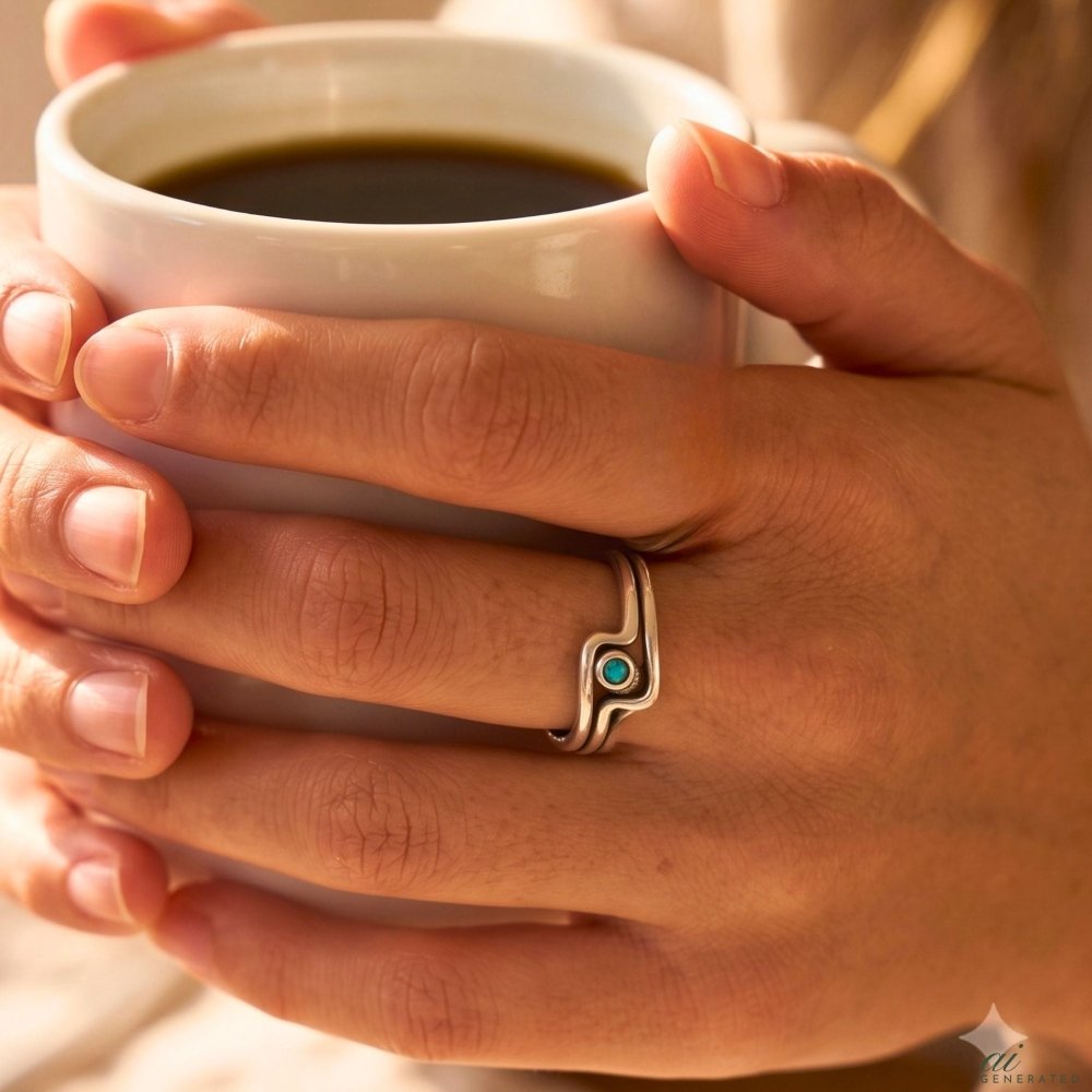 Minimalist Wave Silver Stacking Rings -