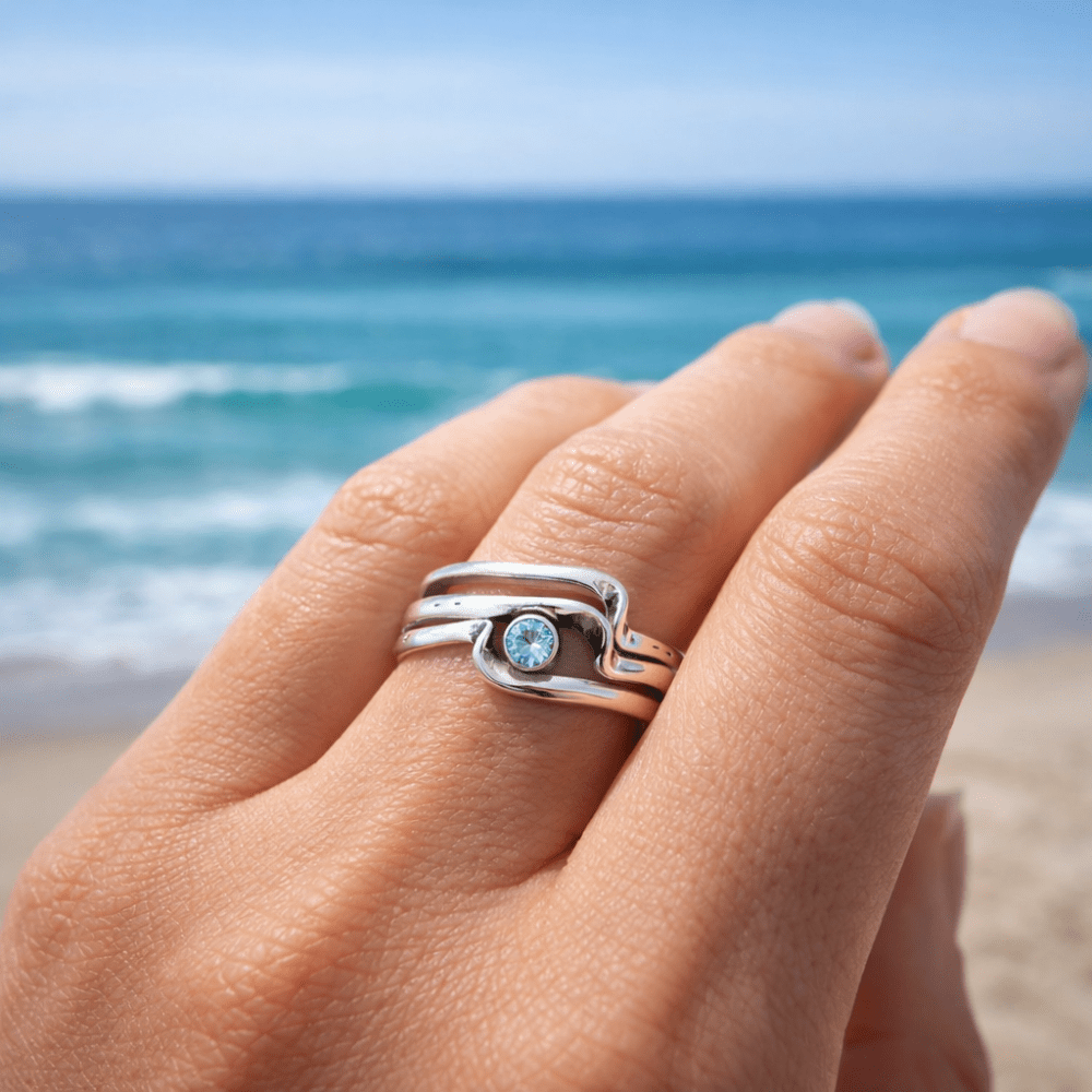 Minimalist Wave Silver Stacking Rings - 