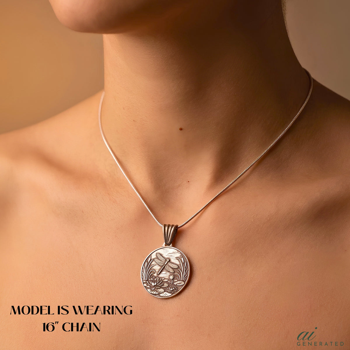 Artisan Dragonfly Jewelry Handmade Fine Silver Pendant Lotus Flower Design Nature Inspired Necklace One Inch Round Medallion Black Leather Cord Sterling Silver Chain Tigers Eye Beads Bohemian Style Accessory Spiritual Symbol Gift Elegant
