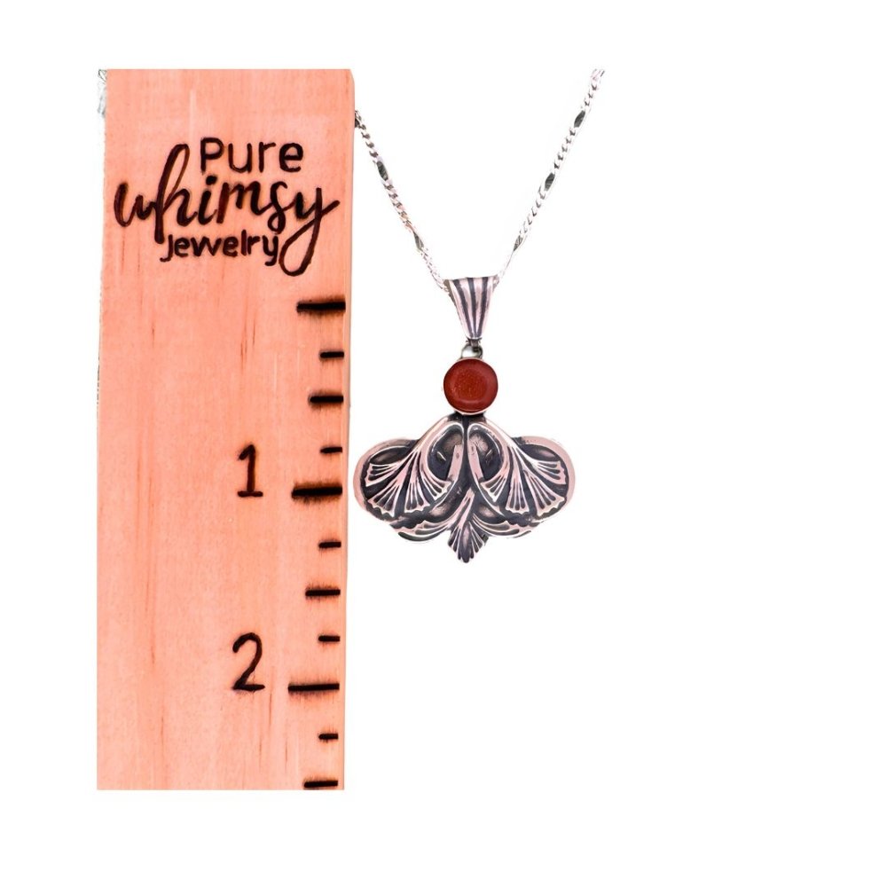 Modern Ginkgo Leaf Silver Pendant Necklace - 