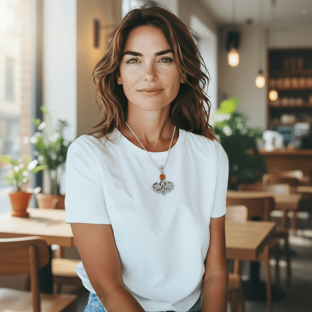 Modern Ginkgo Leaf Silver Pendant Necklace - 