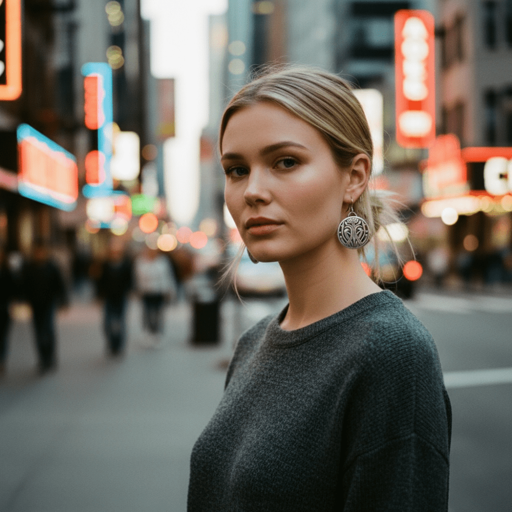 Modern Lotus Flower Silver Earrings - 