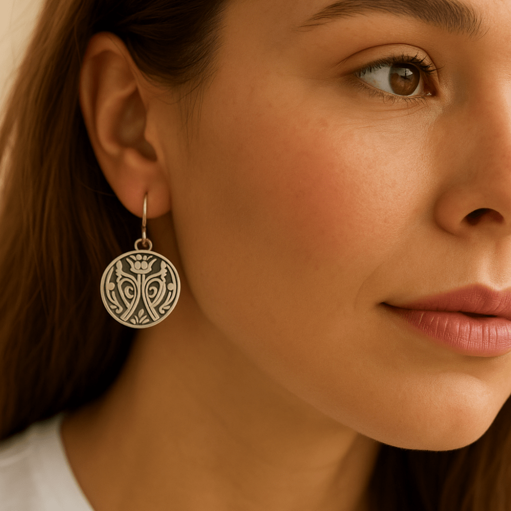 Modern Lotus Flower Silver Earrings - 