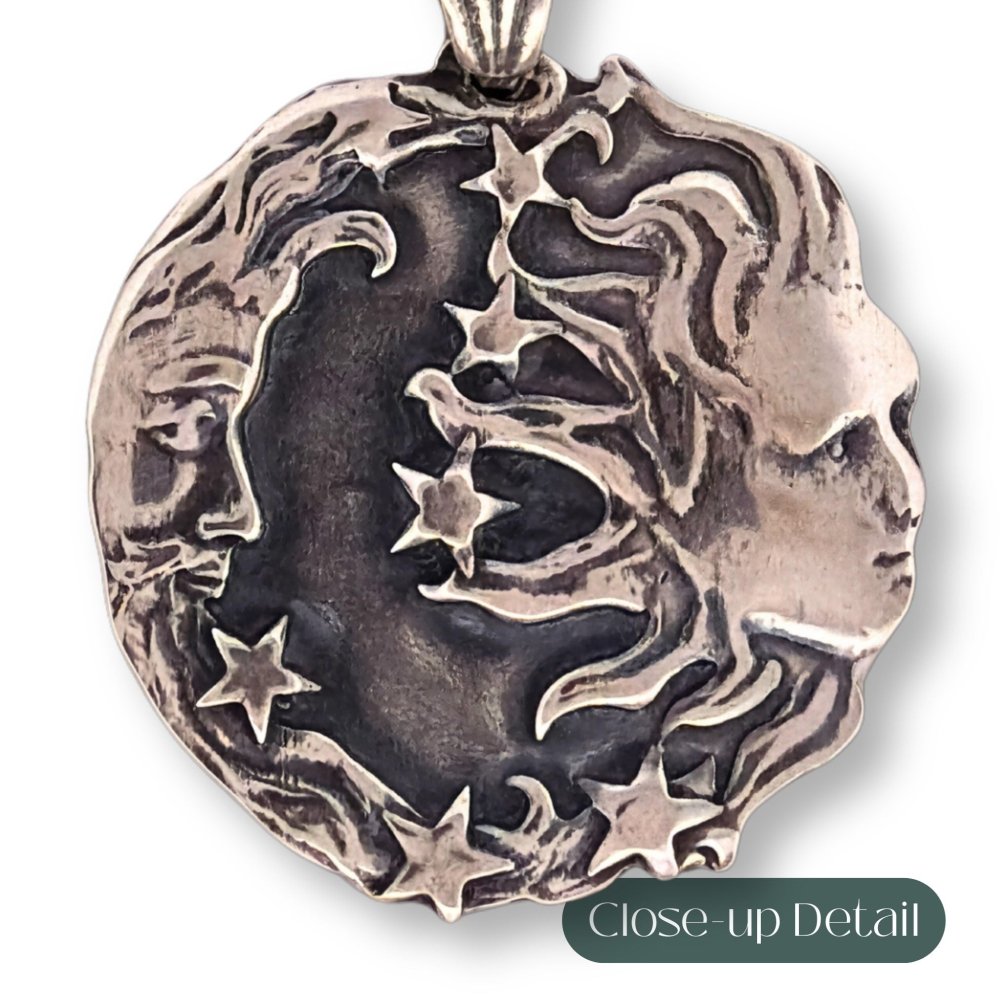 Moon and Sun Necklace – Sterling Silver Celestial Pendant Jewelry -