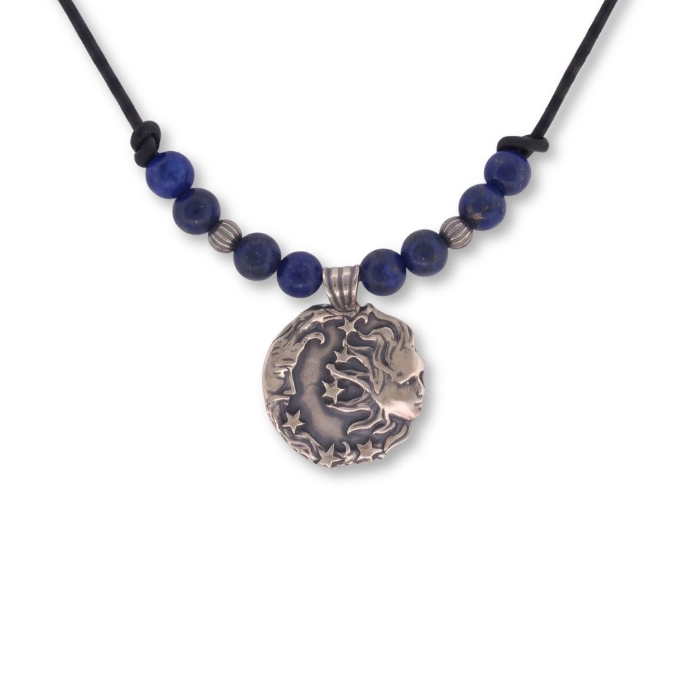 Moon and Sun Necklace – Sterling Silver Celestial Pendant Jewelry -