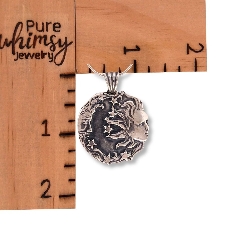 Moon and Sun Necklace – Sterling Silver Celestial Pendant Jewelry -