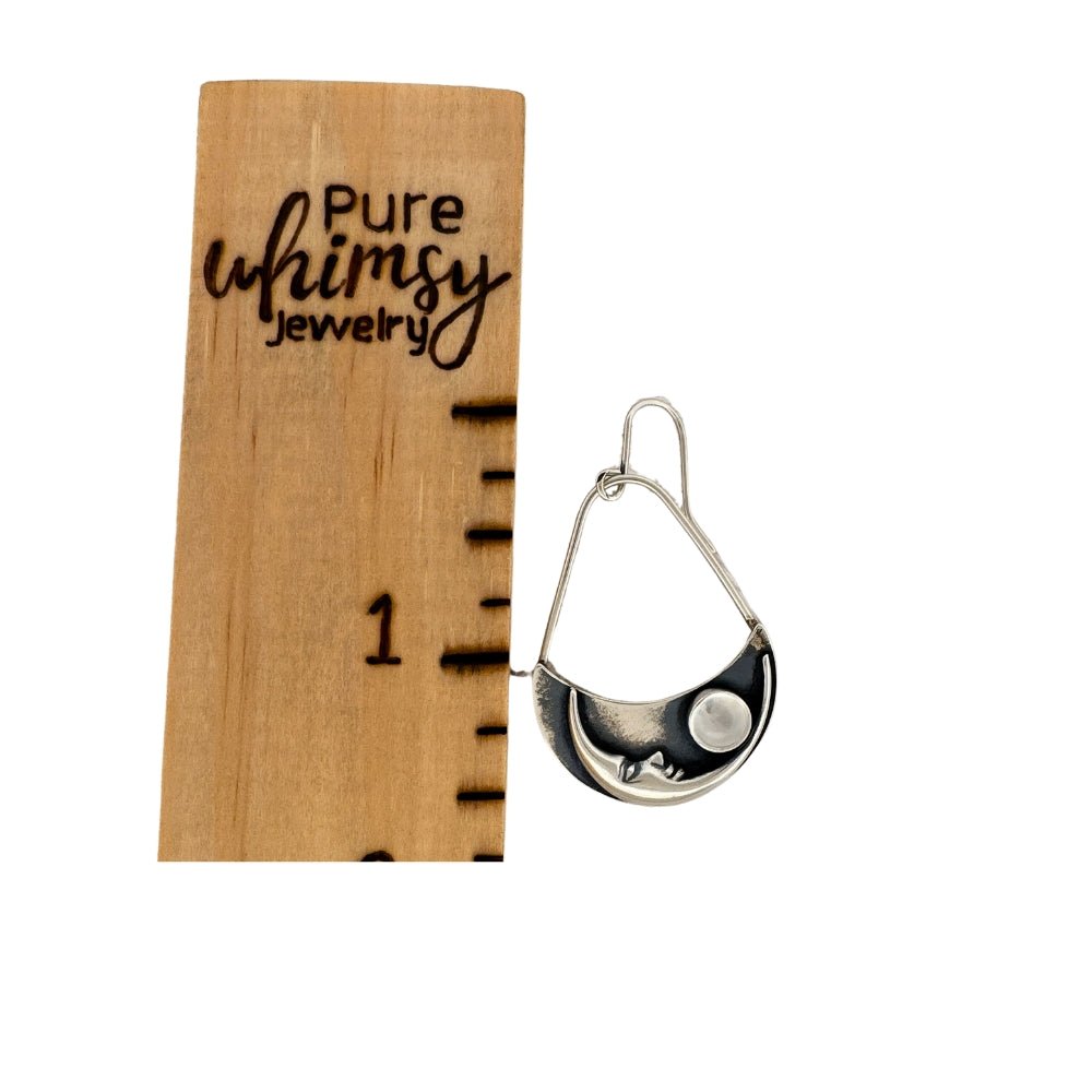 Moon face Moonstone Silver Earrings - 