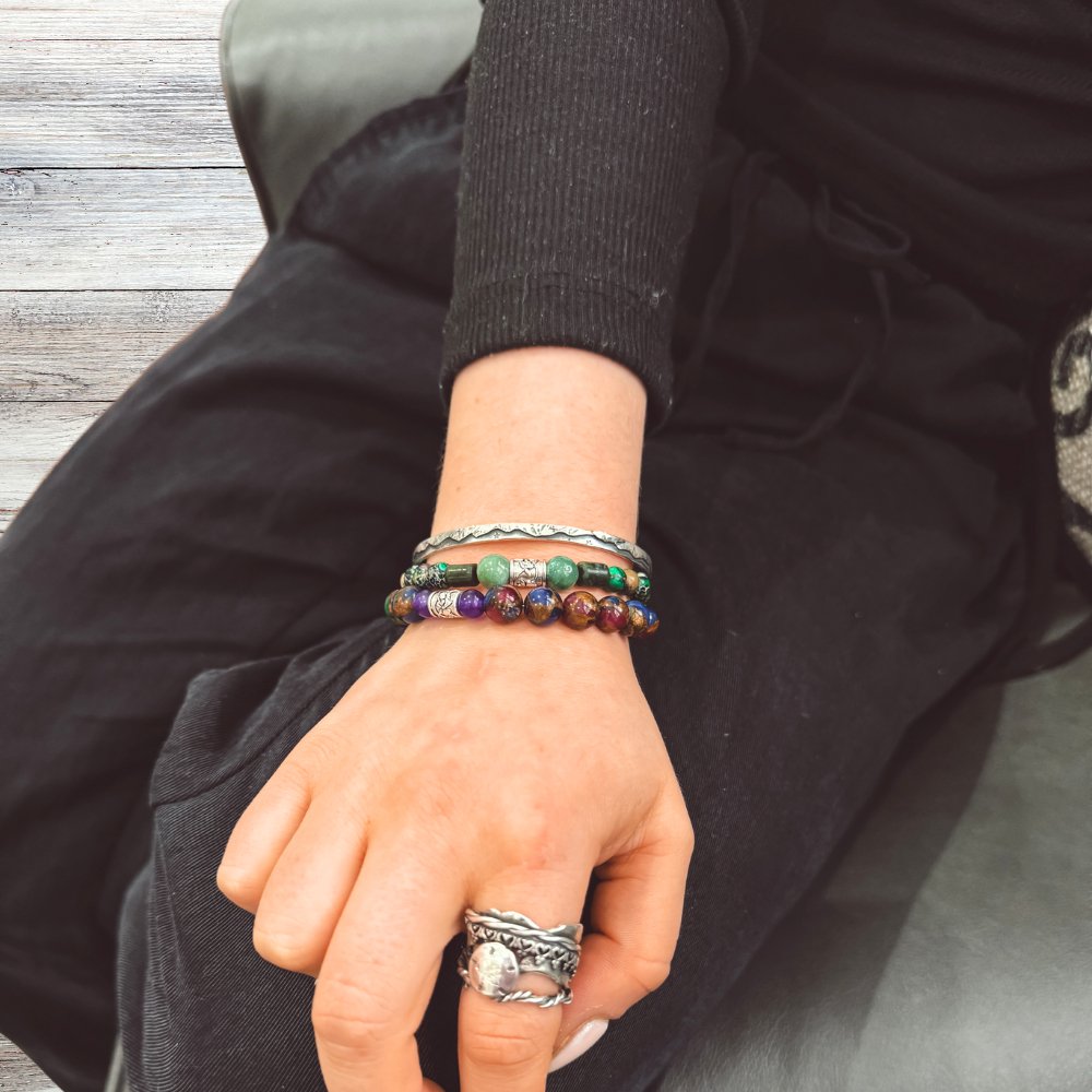 Mountain Panorama Silver Cuff Bracelet - 