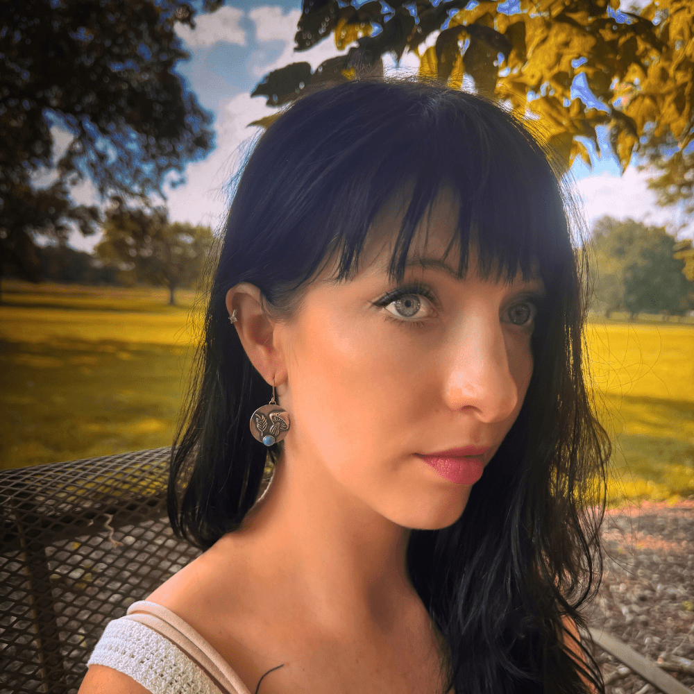 Mushroom Turquoise Forest Silver Earrings - 