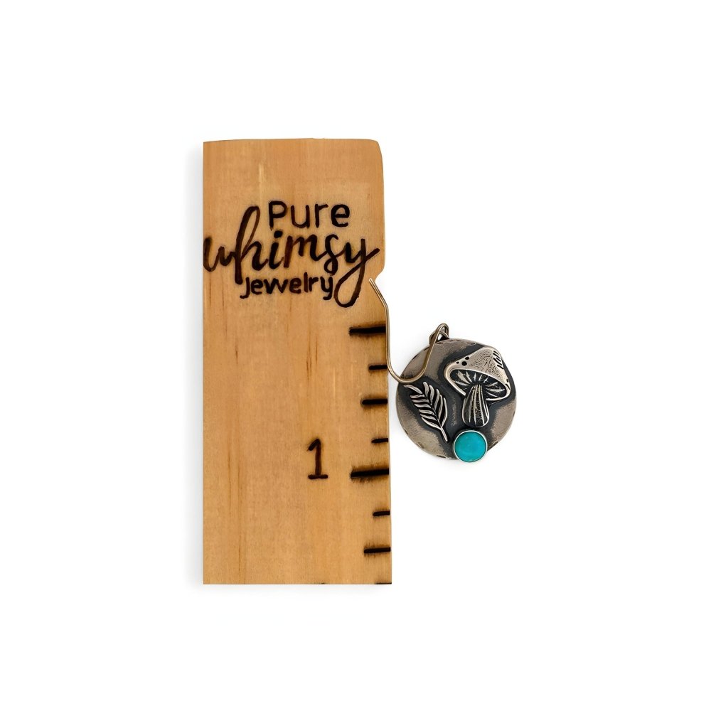 Mushroom Turquoise Forest Silver Earrings - 