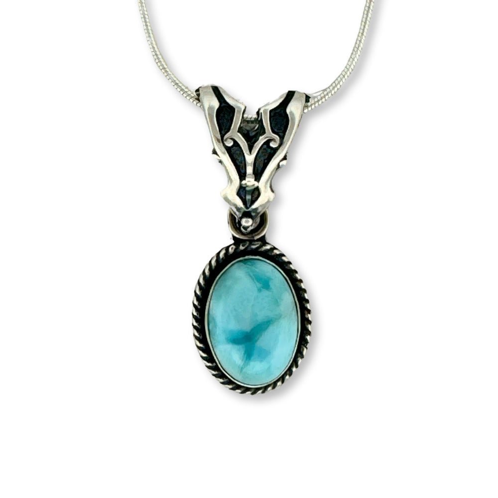 Larimar, Natural Larimar, Sterling Silver, Pendant, shops OOAK