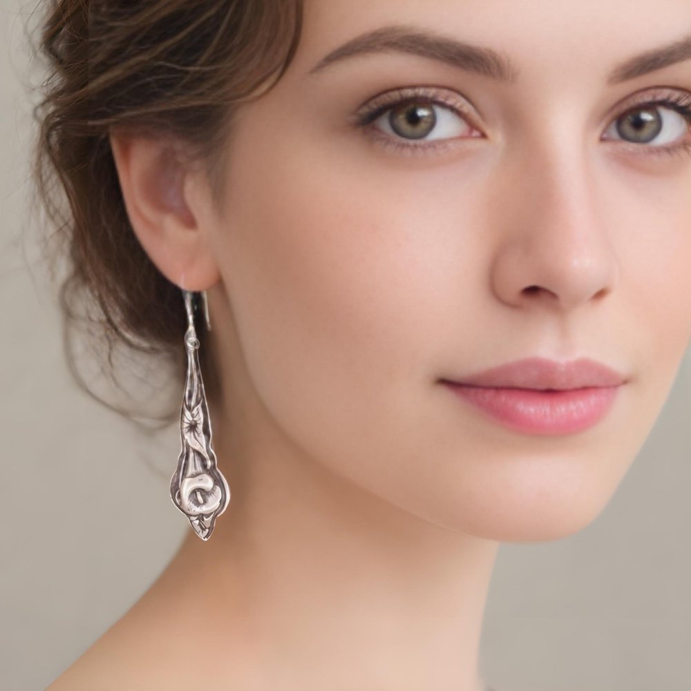 One - of - a - kind Silver Calla Lily Earrings - 