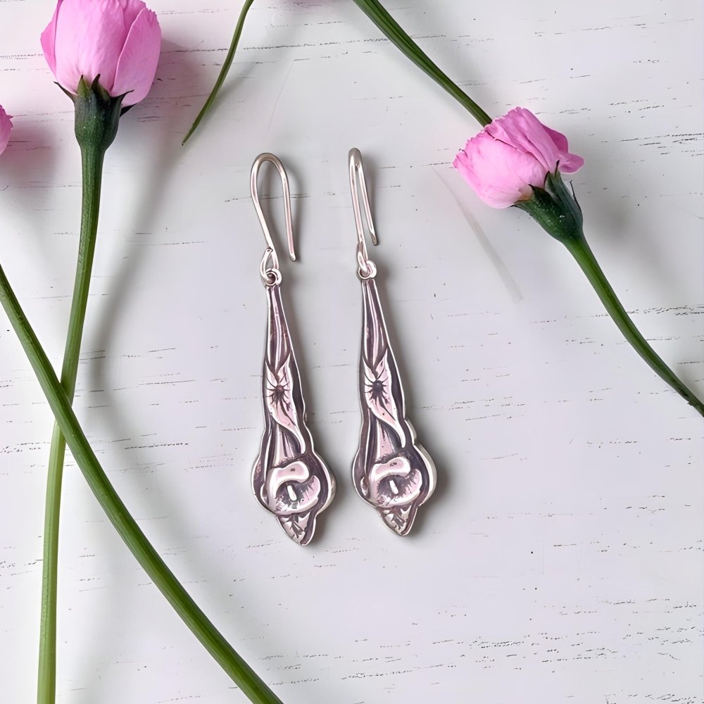 One - of - a - kind Silver Calla Lily Earrings - 