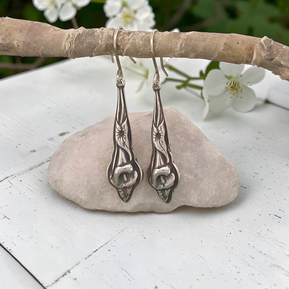 One - of - a - kind Silver Calla Lily Earrings - 