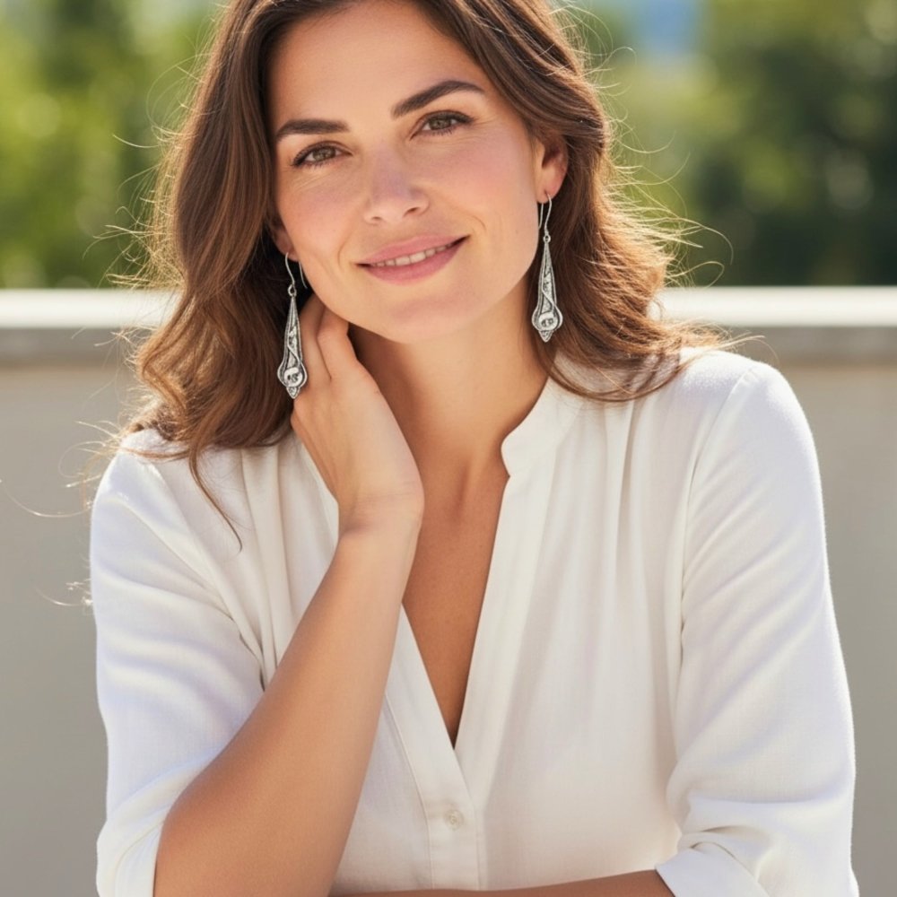 One - of - a - kind Silver Calla Lily Earrings - 