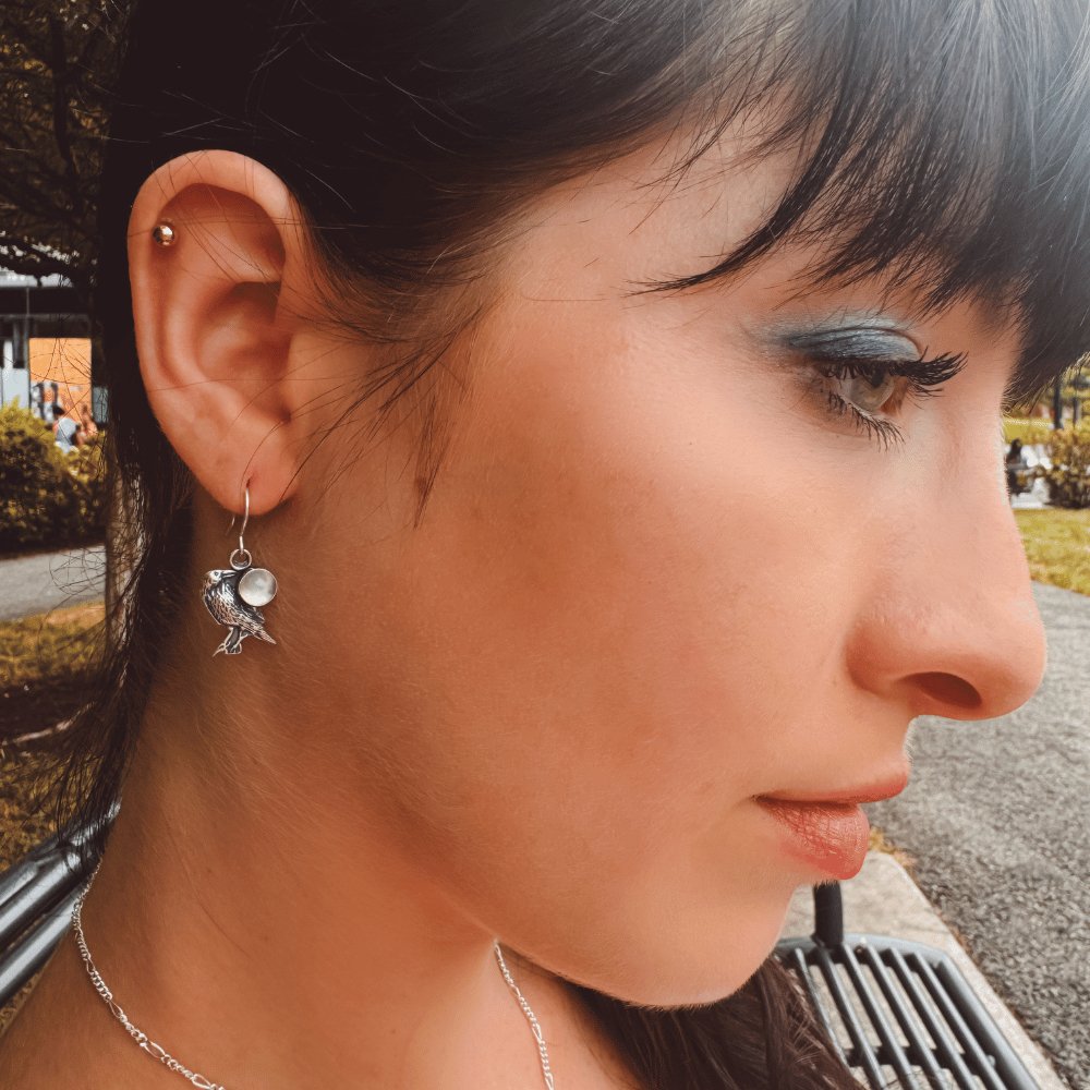 Raven Moon Silver Earrings - 