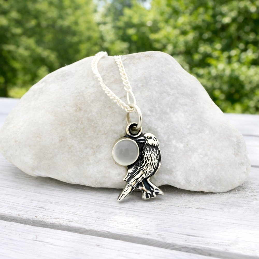 Raven Silver Pendant Necklace - 