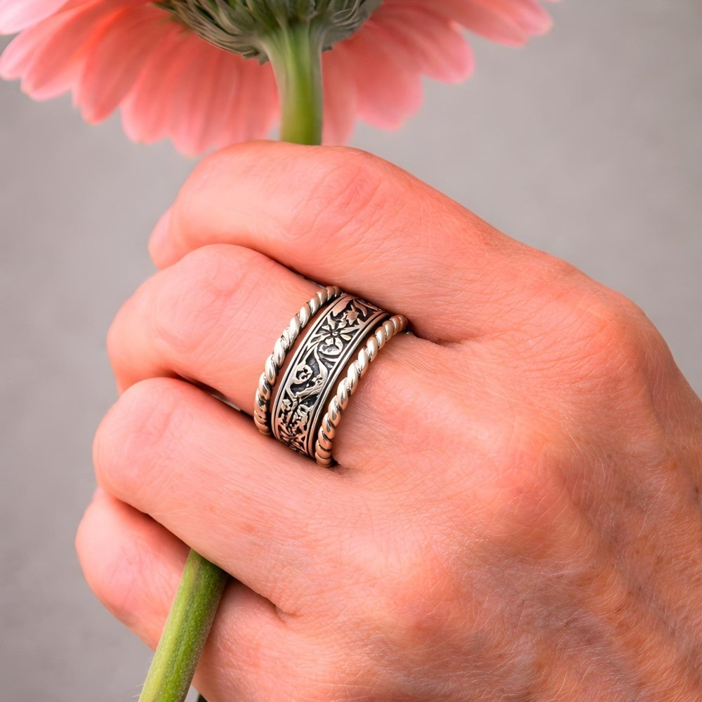 Rope Silver Band Stacking Ring - 