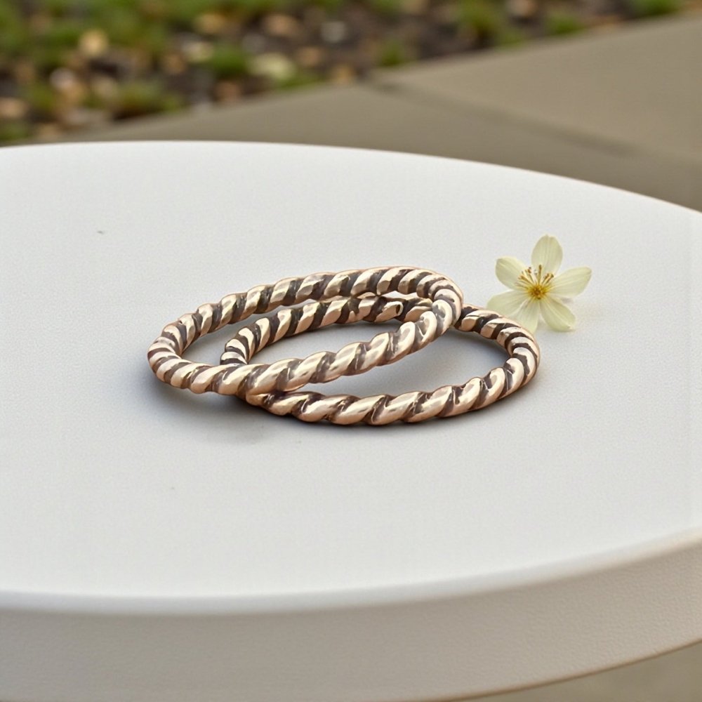 Rope Silver Band Stacking Ring - 