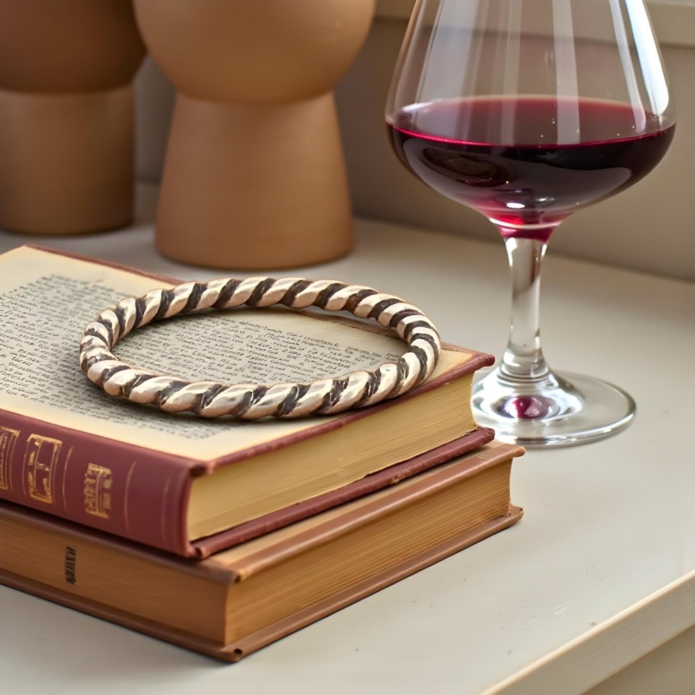 Rope Silver Band Stacking Ring - 