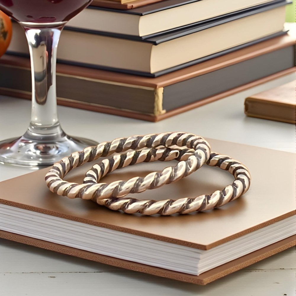 Rope Silver Band Stacking Ring - 