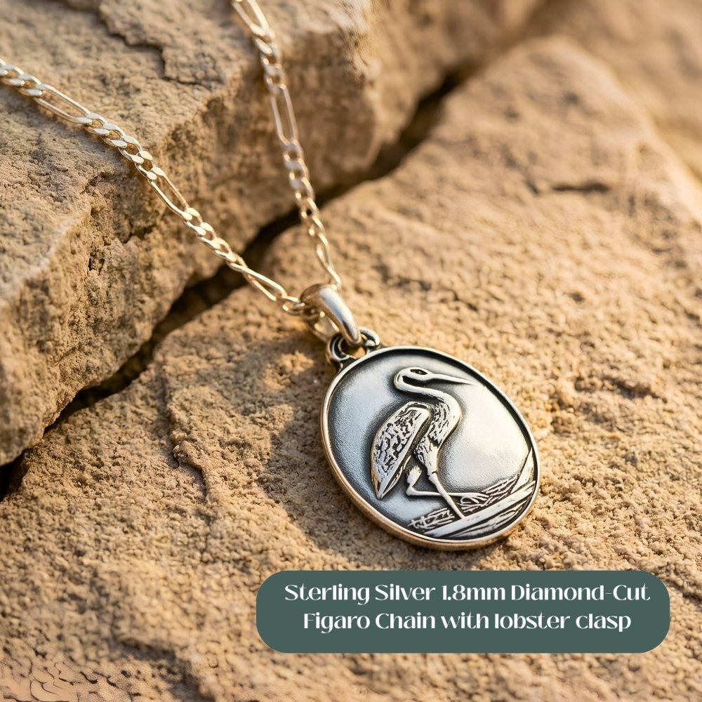 Sandhill Crane Silver Pendant Necklace -