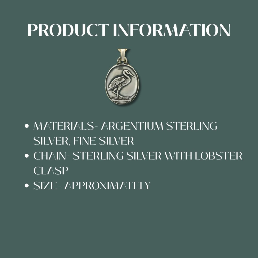 Sandhill Crane Silver Pendant Necklace -