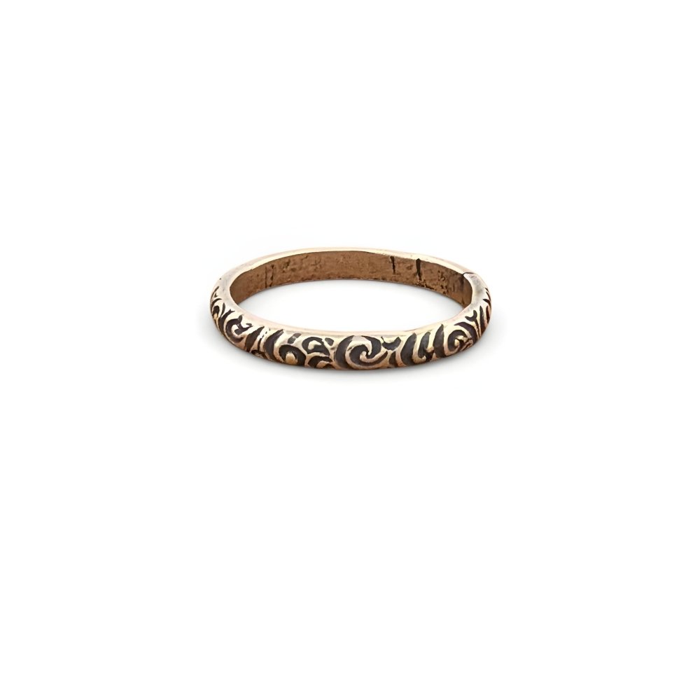 Scroll Work Silver Band Stacking Ring - 
