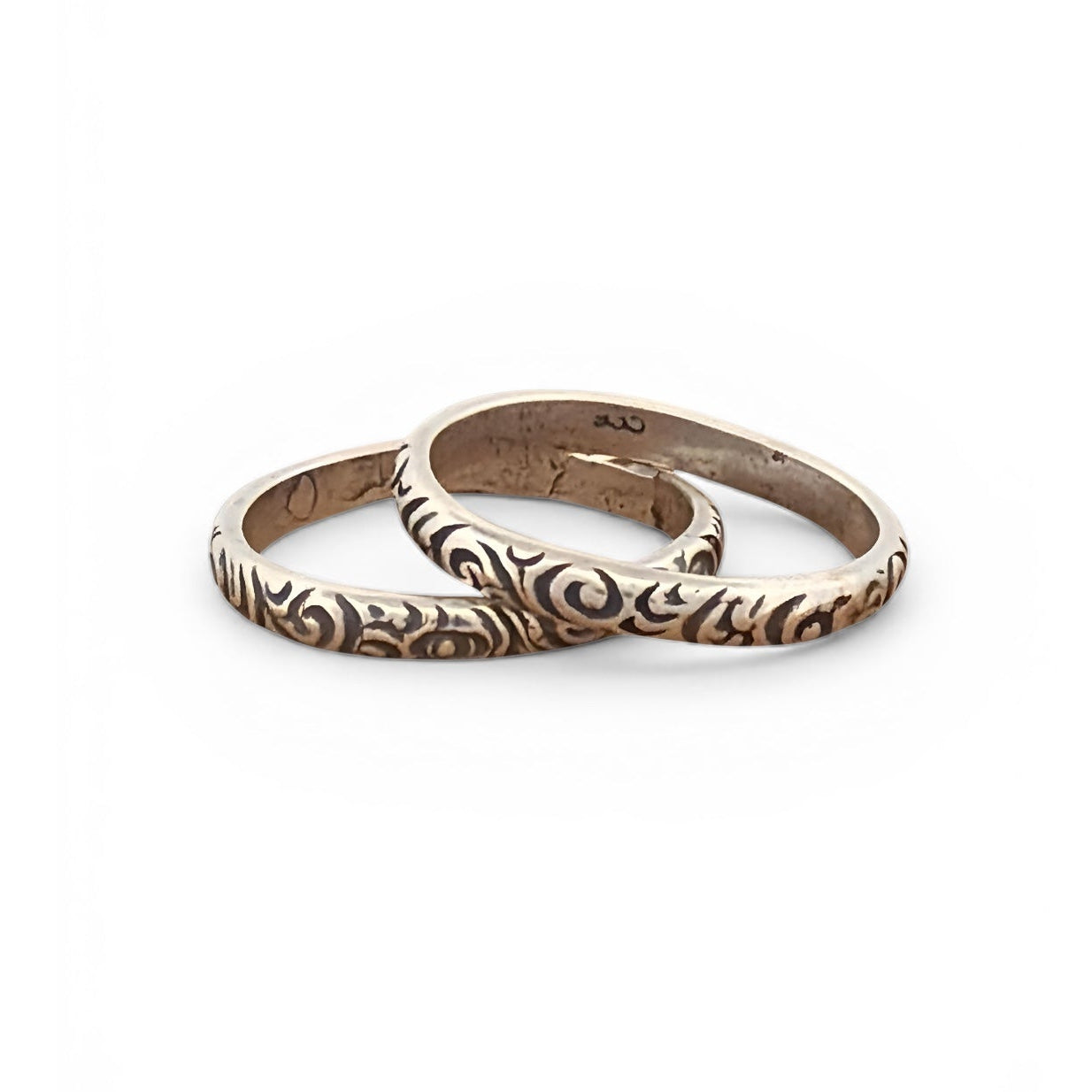 scroll work stacking silver rings