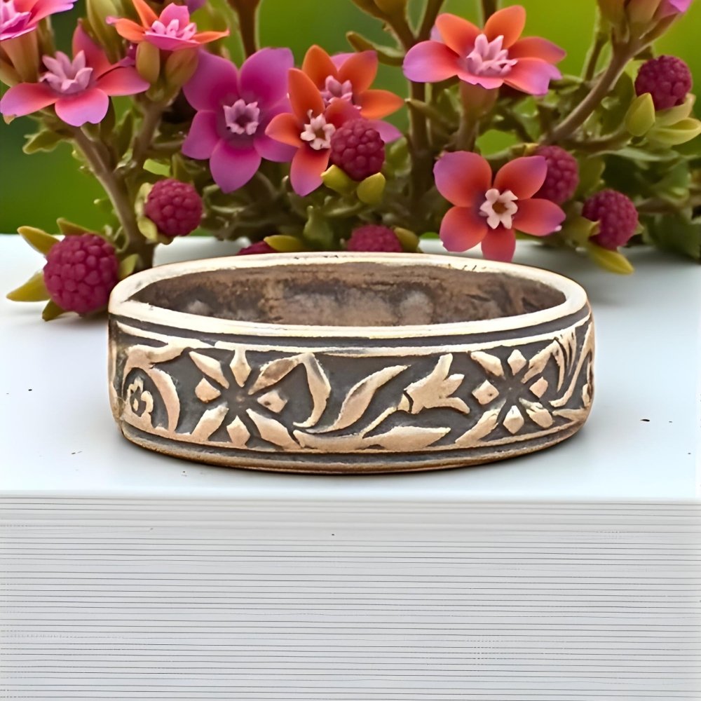 Silver Floral Vine Band Ring - 