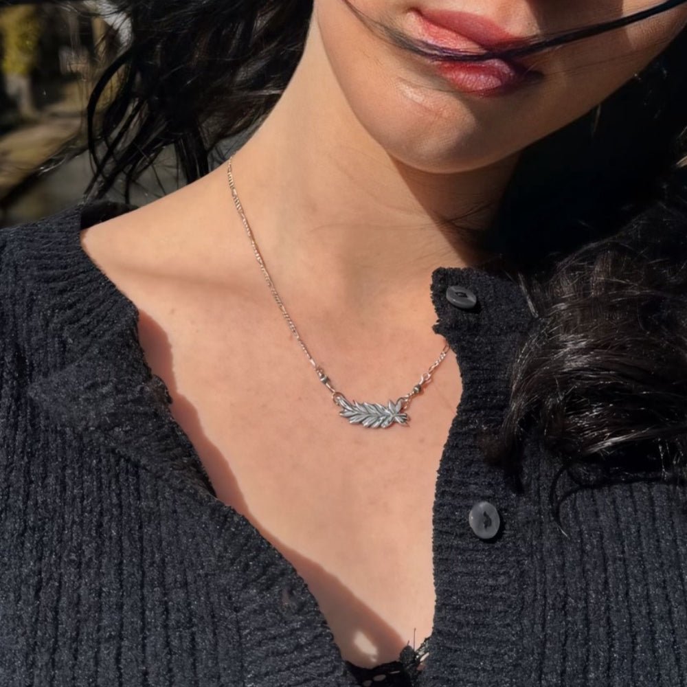 Silver Leaves Bar Necklace -