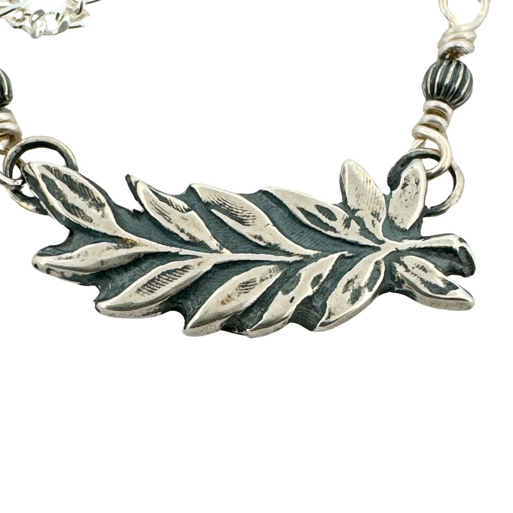 Silver Leaves Bar Necklace -