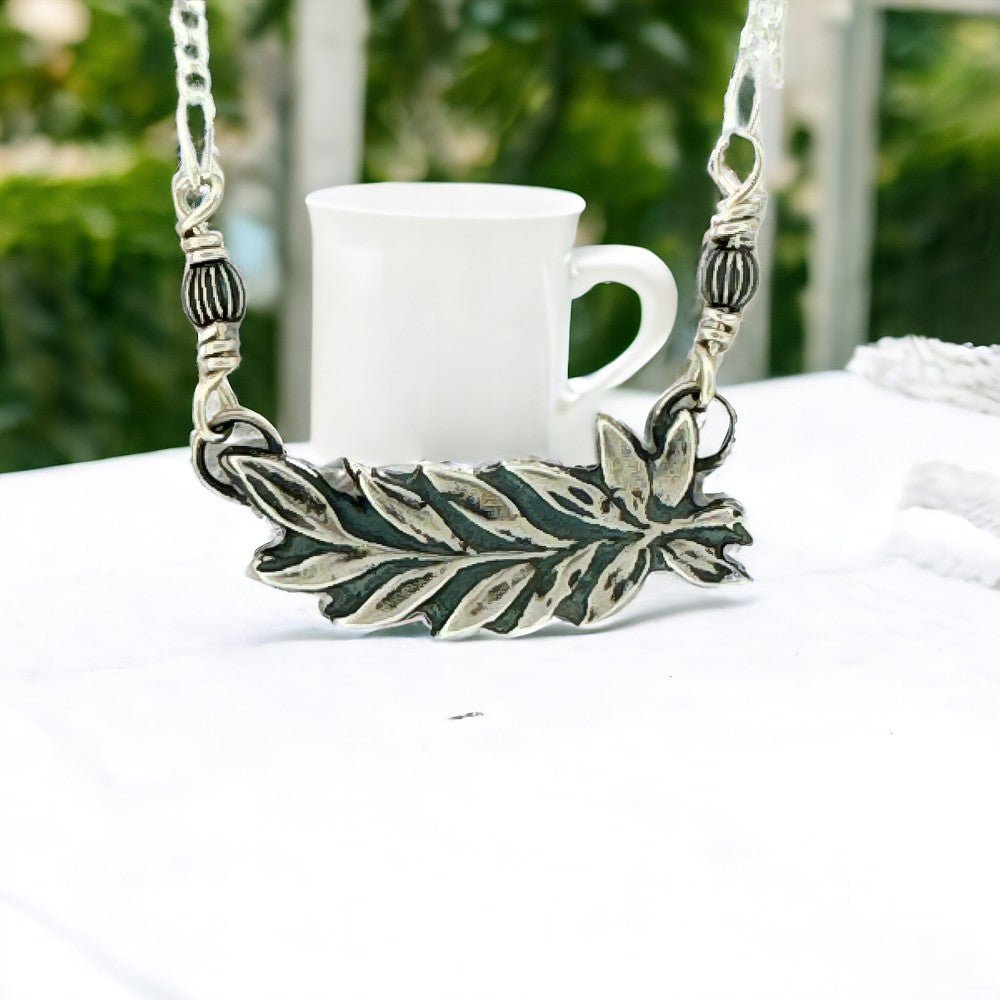Silver Leaves Bar Necklace -