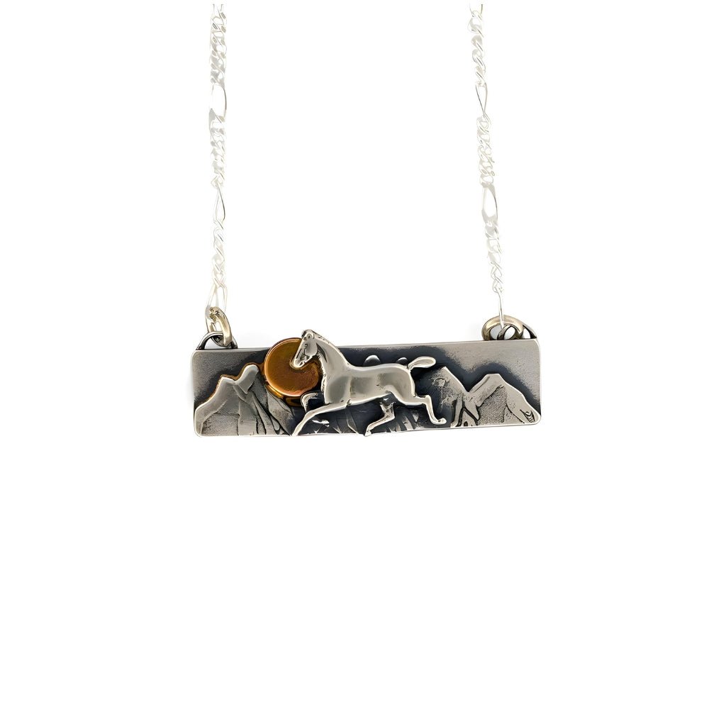 Silver Mountain Moonlight Horse Necklace - 