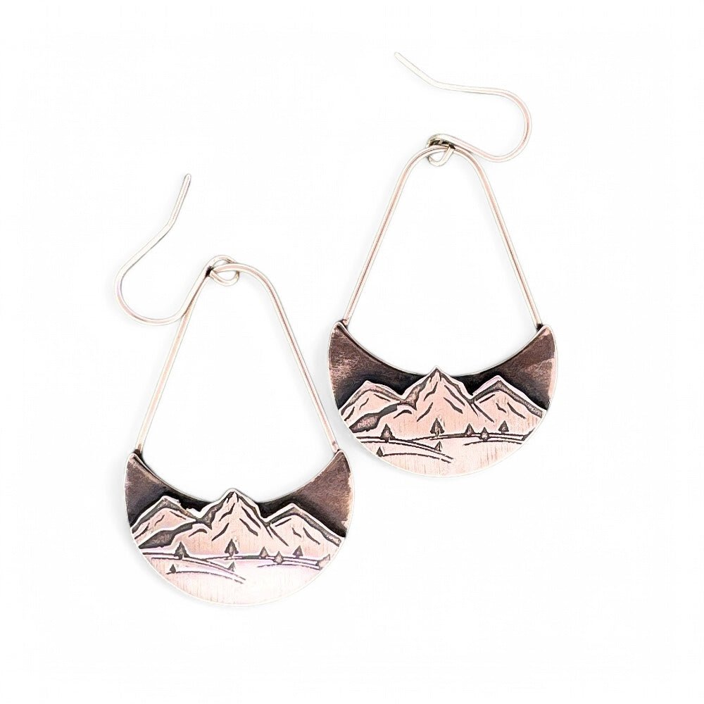 Women's Silver Mountain Ridge Earrings. Alaska Inspired. Buy