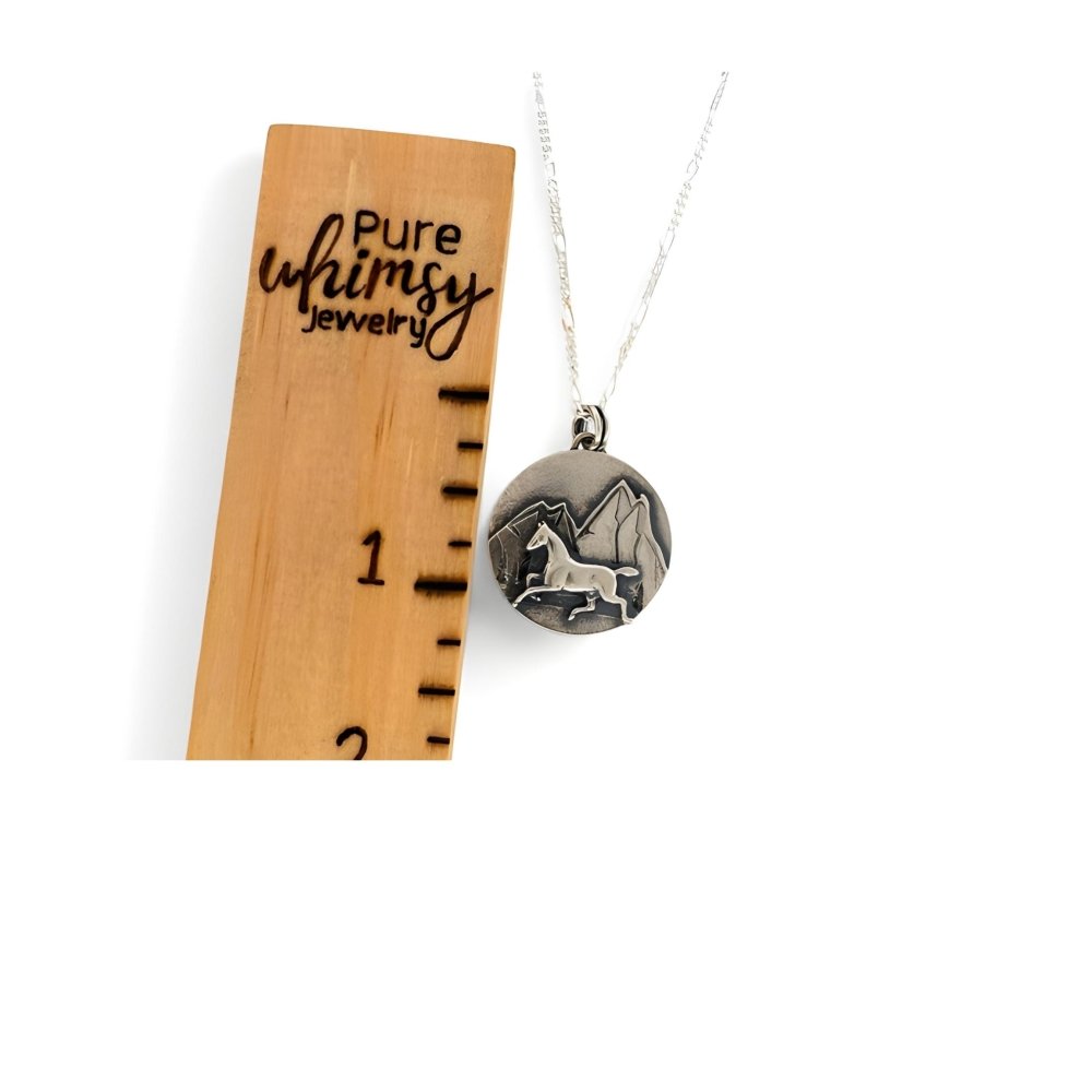 Silver Spirit Horse Mountain Pendant Necklace - 