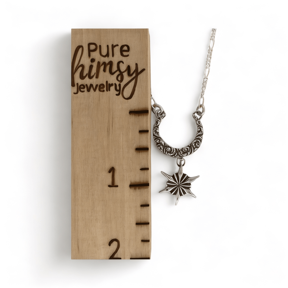 Silver Starlit Crescent Moon Necklace - 