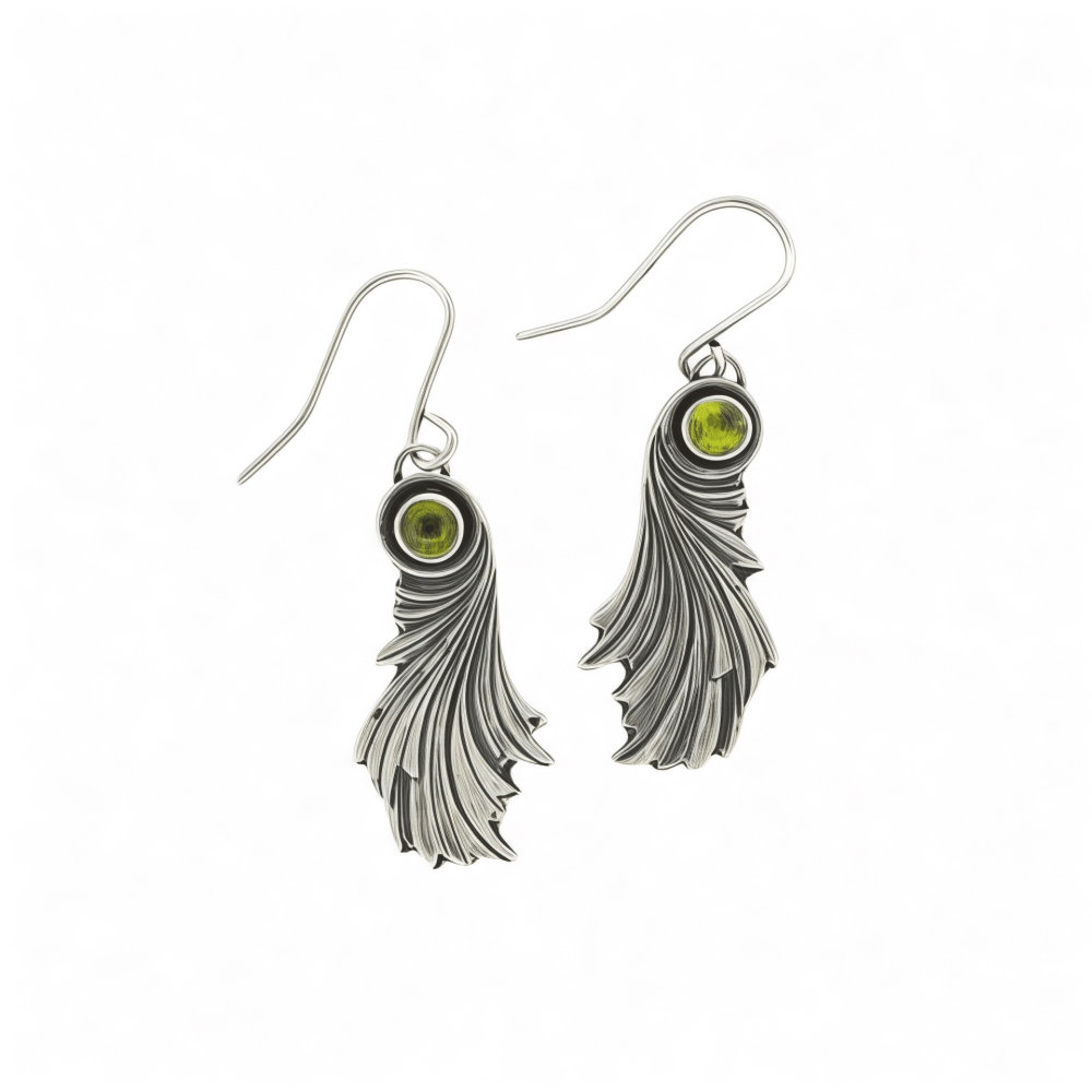 Silver Windblown Leaf Earrings - 