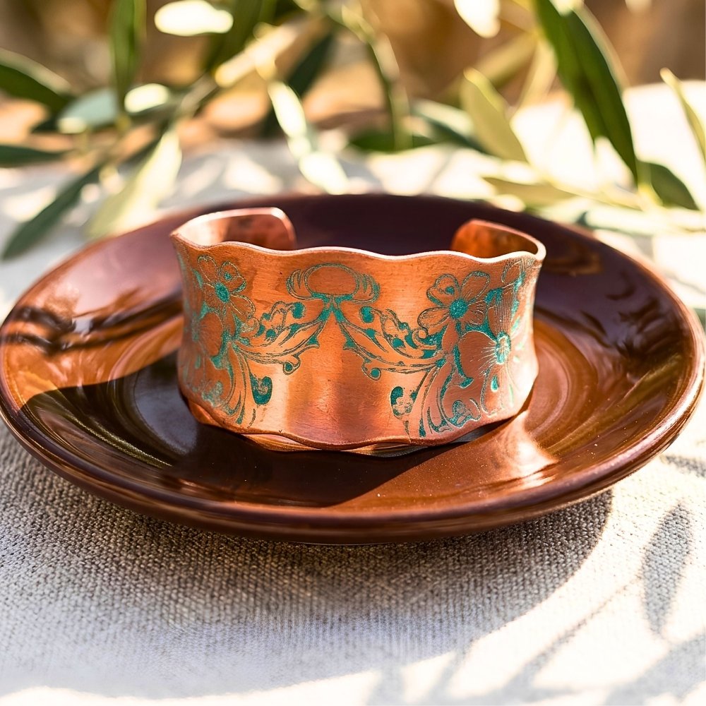 Wandering Flowers Copper Cuff Bracelet -