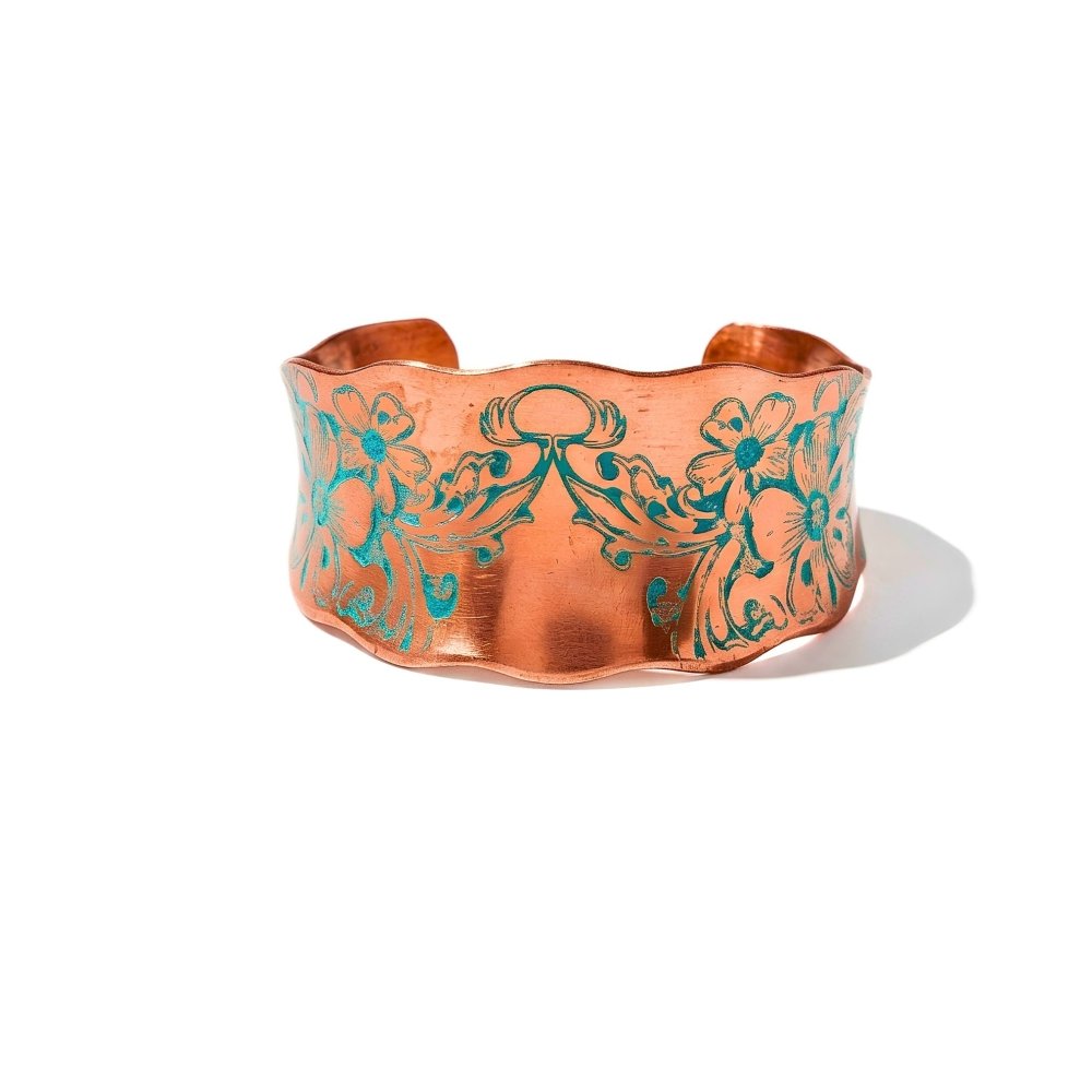 Wandering Flowers Copper Cuff Bracelet -
