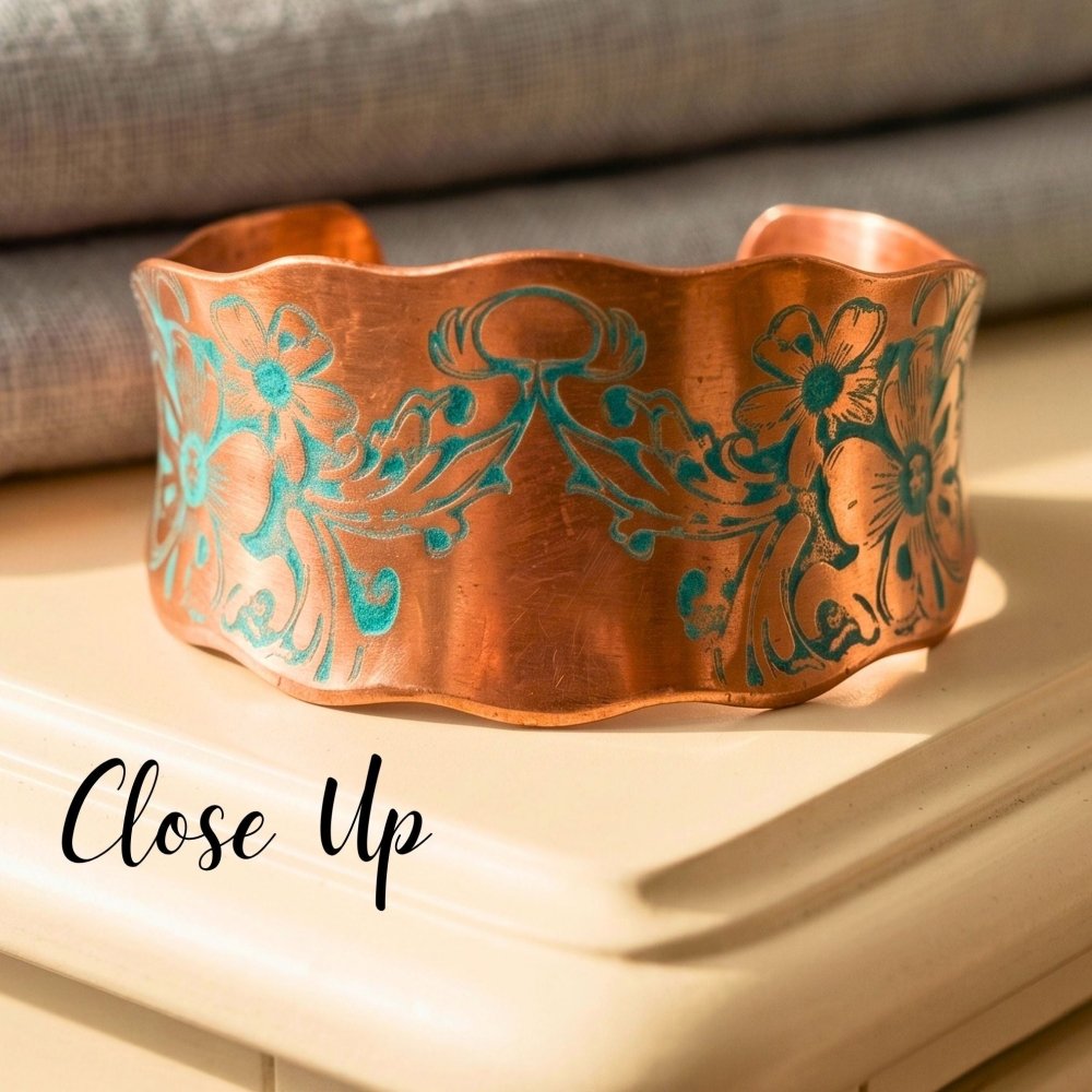 Wandering Flowers Copper Cuff Bracelet -