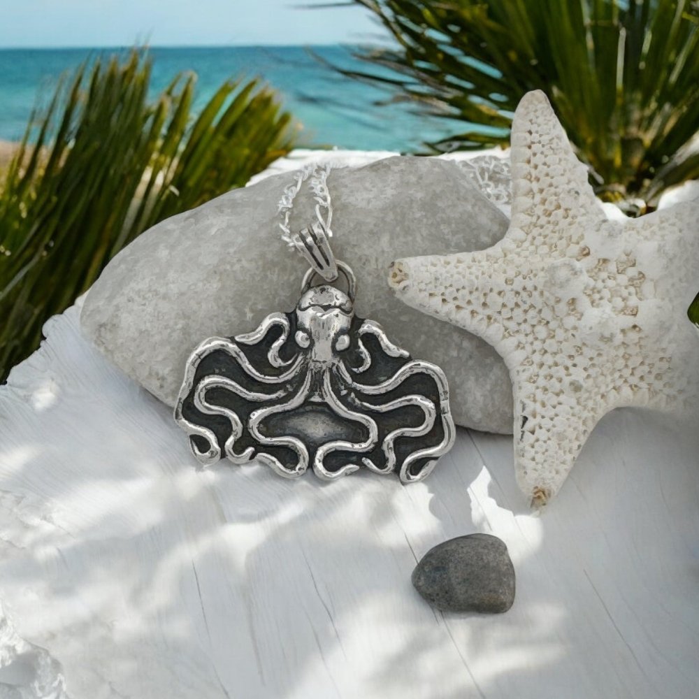 Whimsical Octopus Silver Pendant Necklace - 