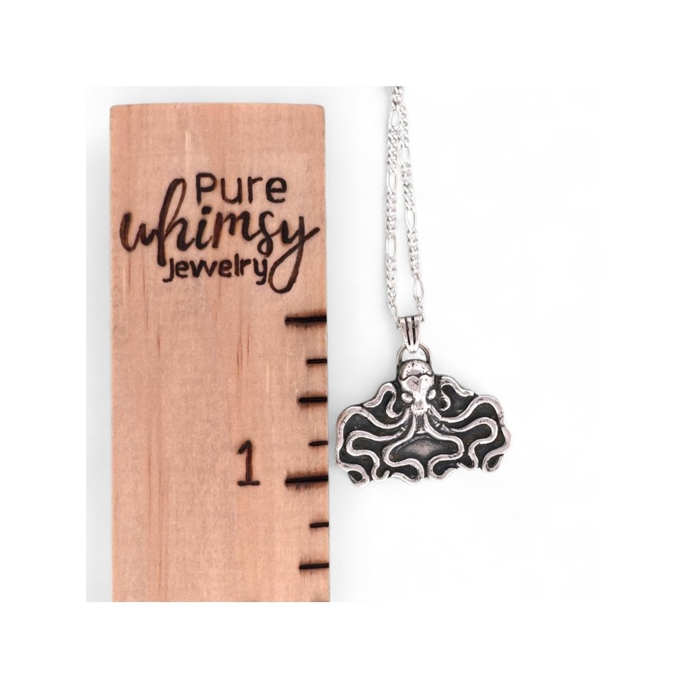 Whimsical Octopus Silver Pendant Necklace - 